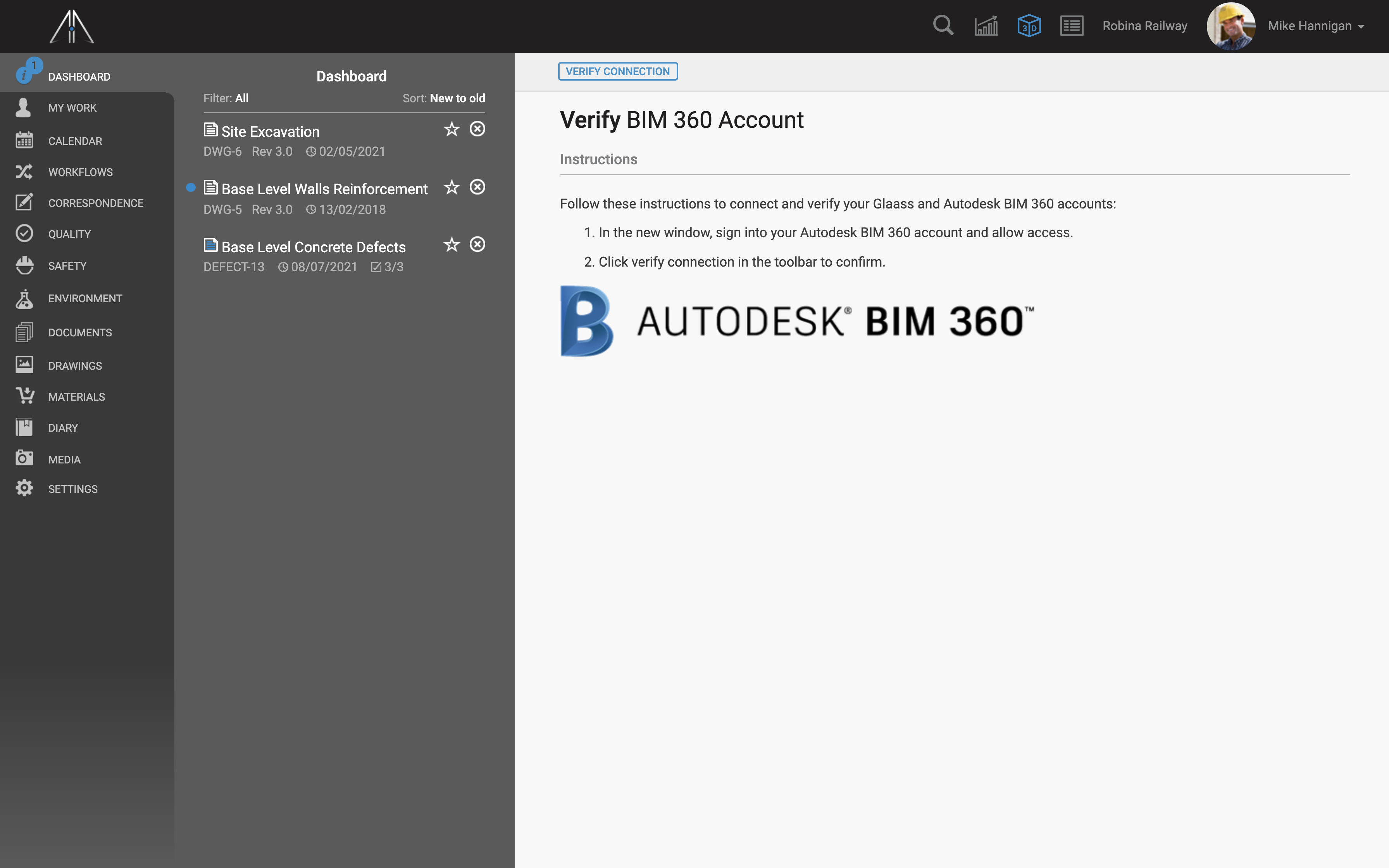 Setting up connection between Glaass account and Autodesk account