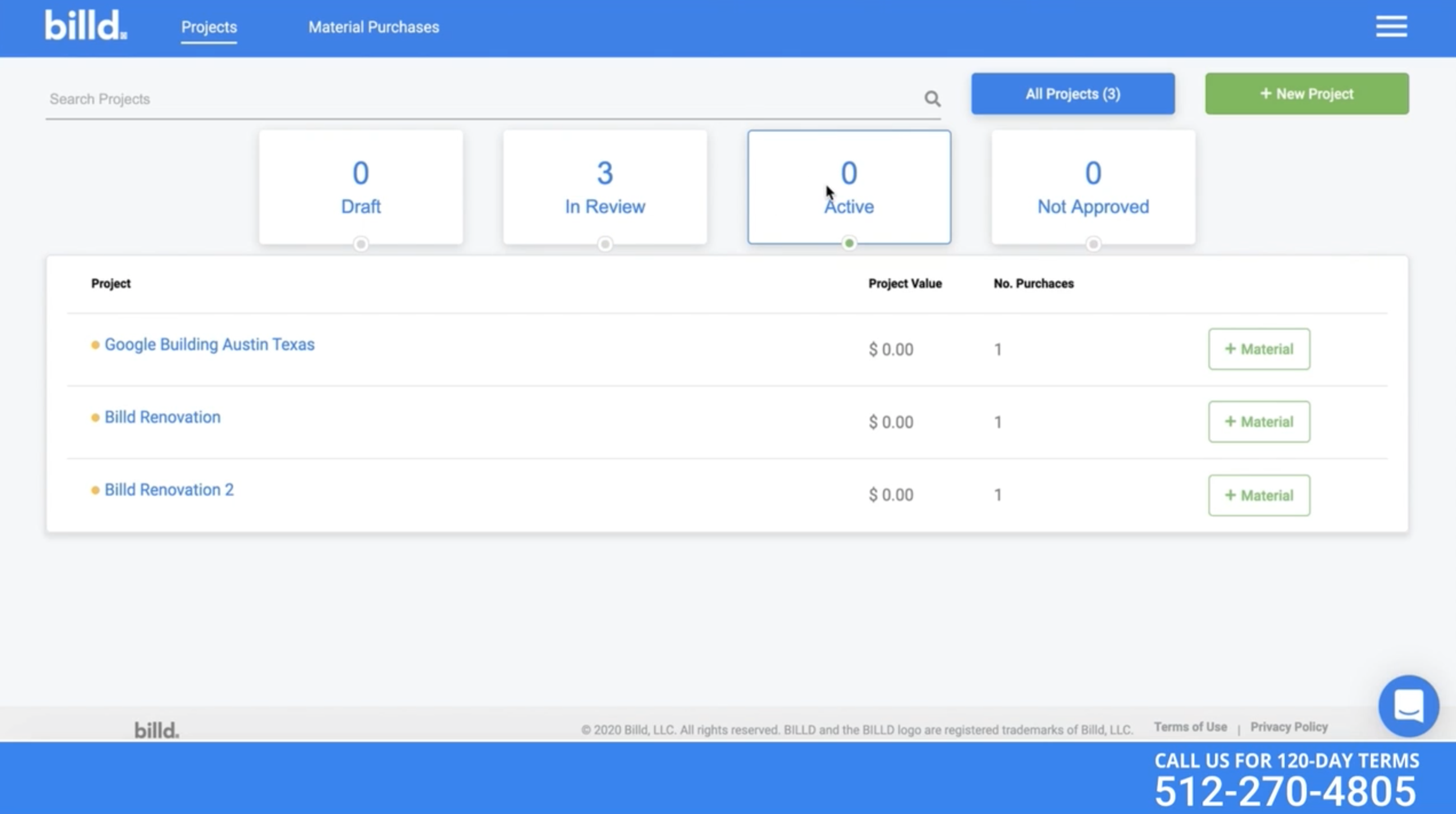 Billd Portal - Stage of Purchase