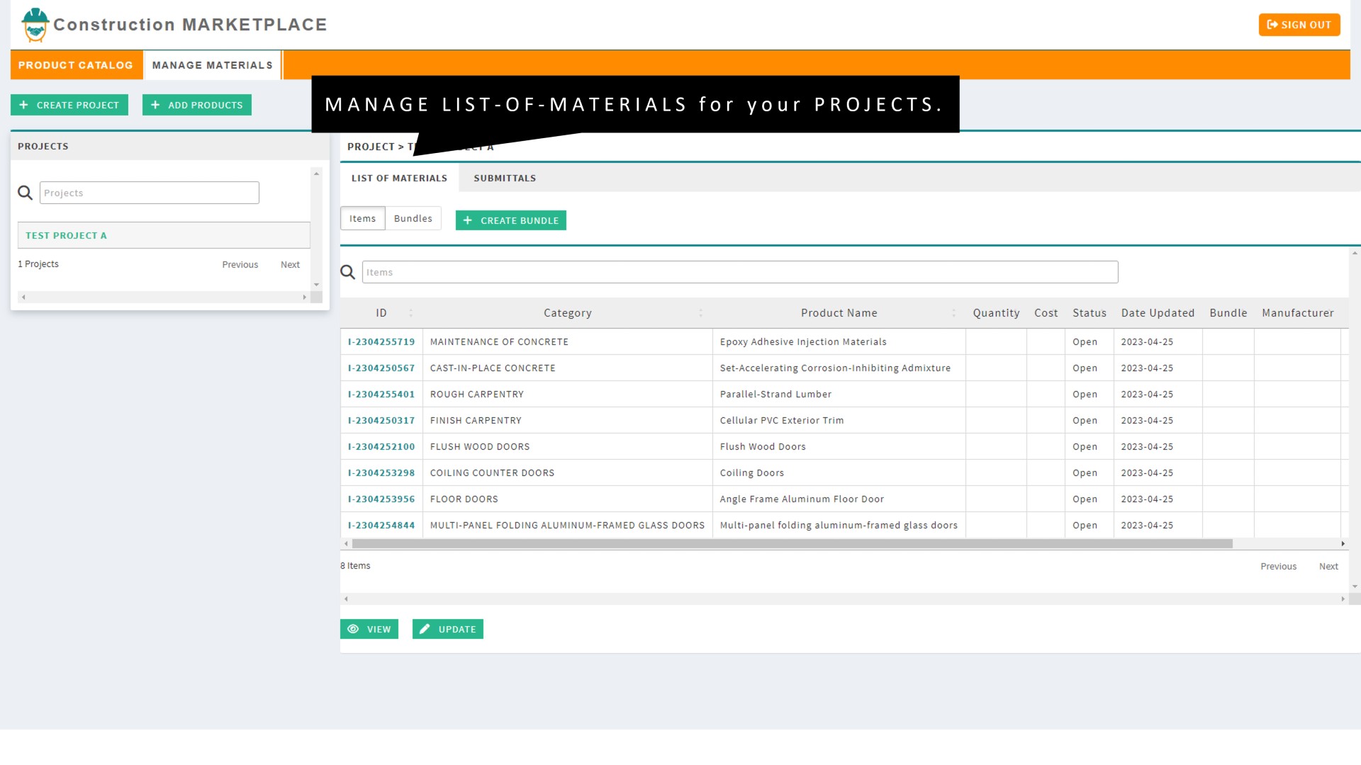 MANAGE MATERIALS