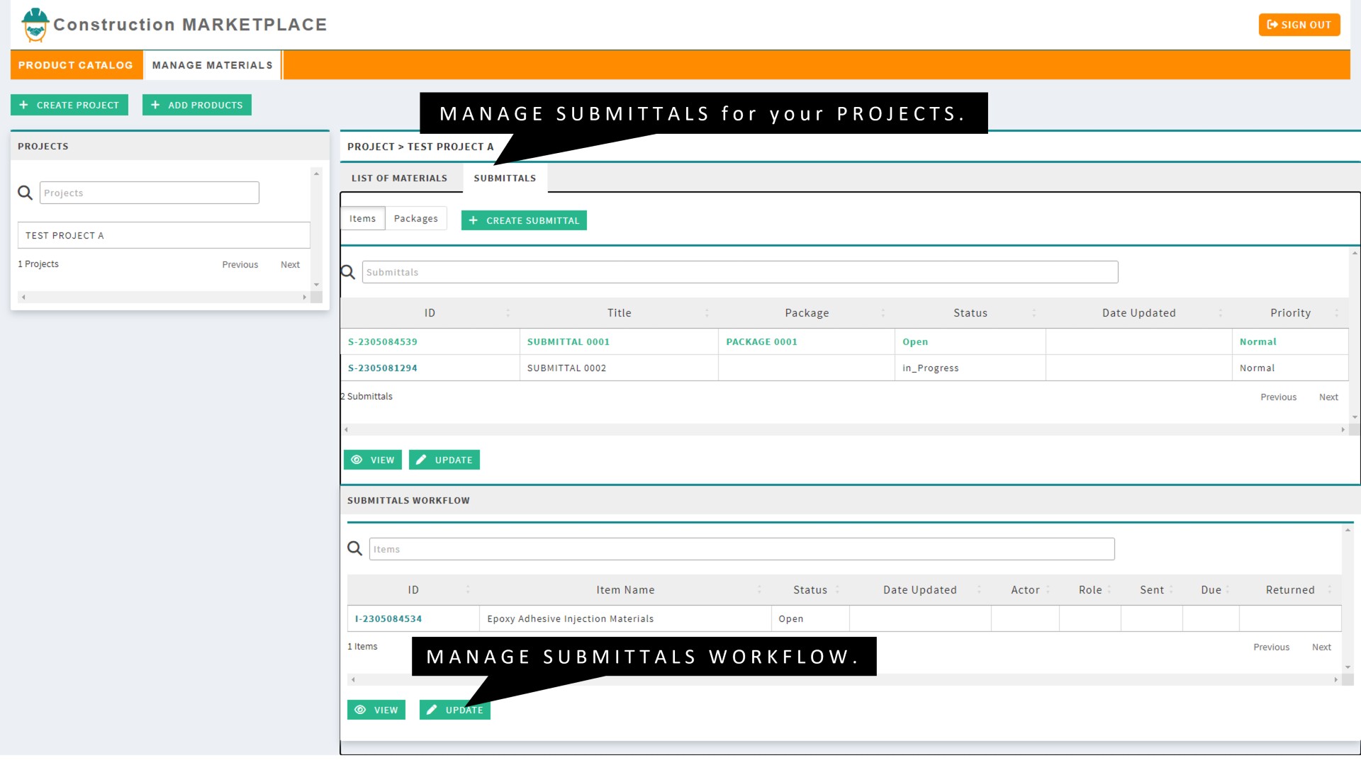 MANAGE SUBMITTALS